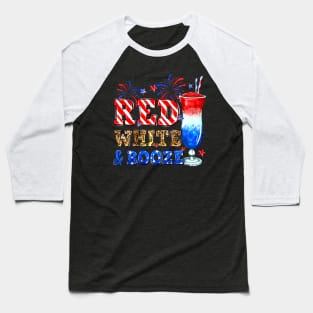 Red White &amp; Booze Summer Funny Drinking 4th of July USA Baseball T-Shirt